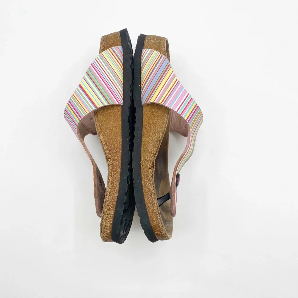 Birkenstock Papillio Pink Yellow Sandals with Cork Footbeds Comfy Casual Sz6-6.5 - Picture 4 of 9